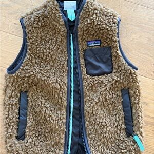Patagonia Kids' Tan and Blue Sherpa Fleece Vest